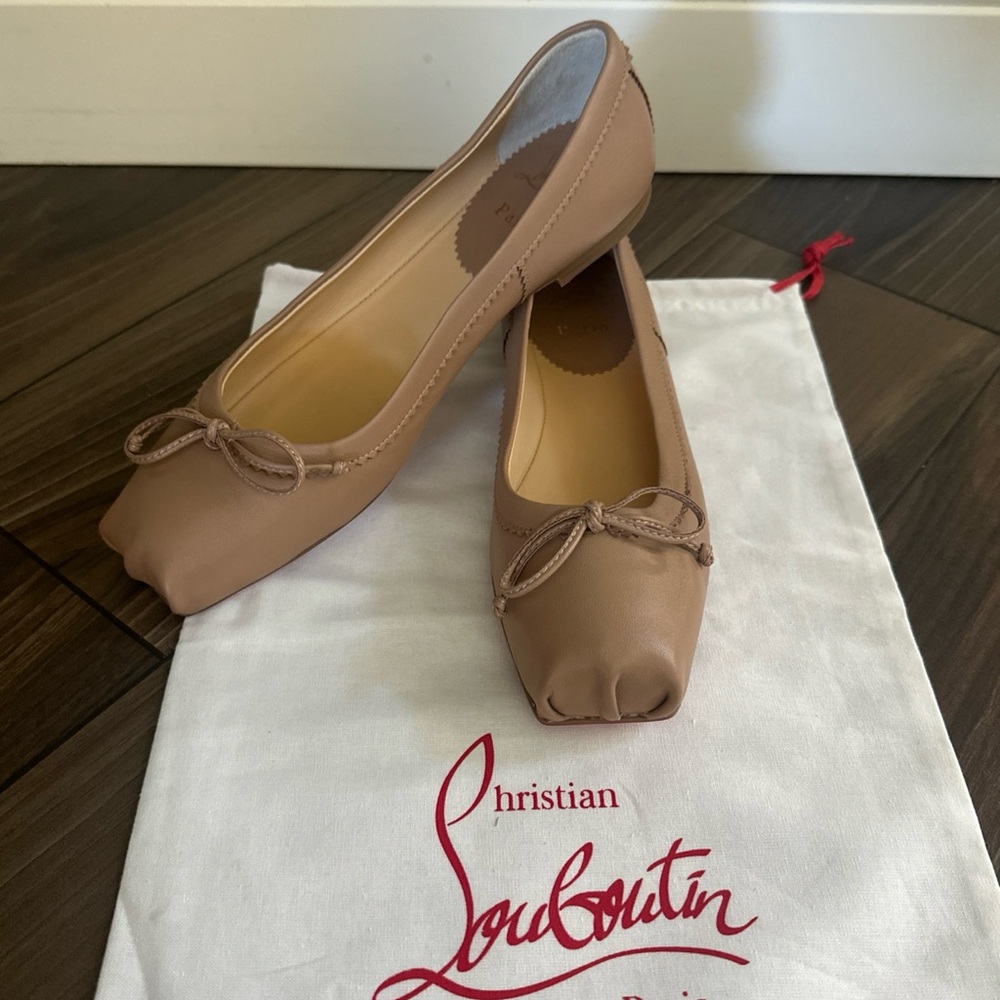 Christian Louboutin Mamadrague Flat Nude Blush Beige Nappa Ballet Ballerina 36 - Picture 13 of 14